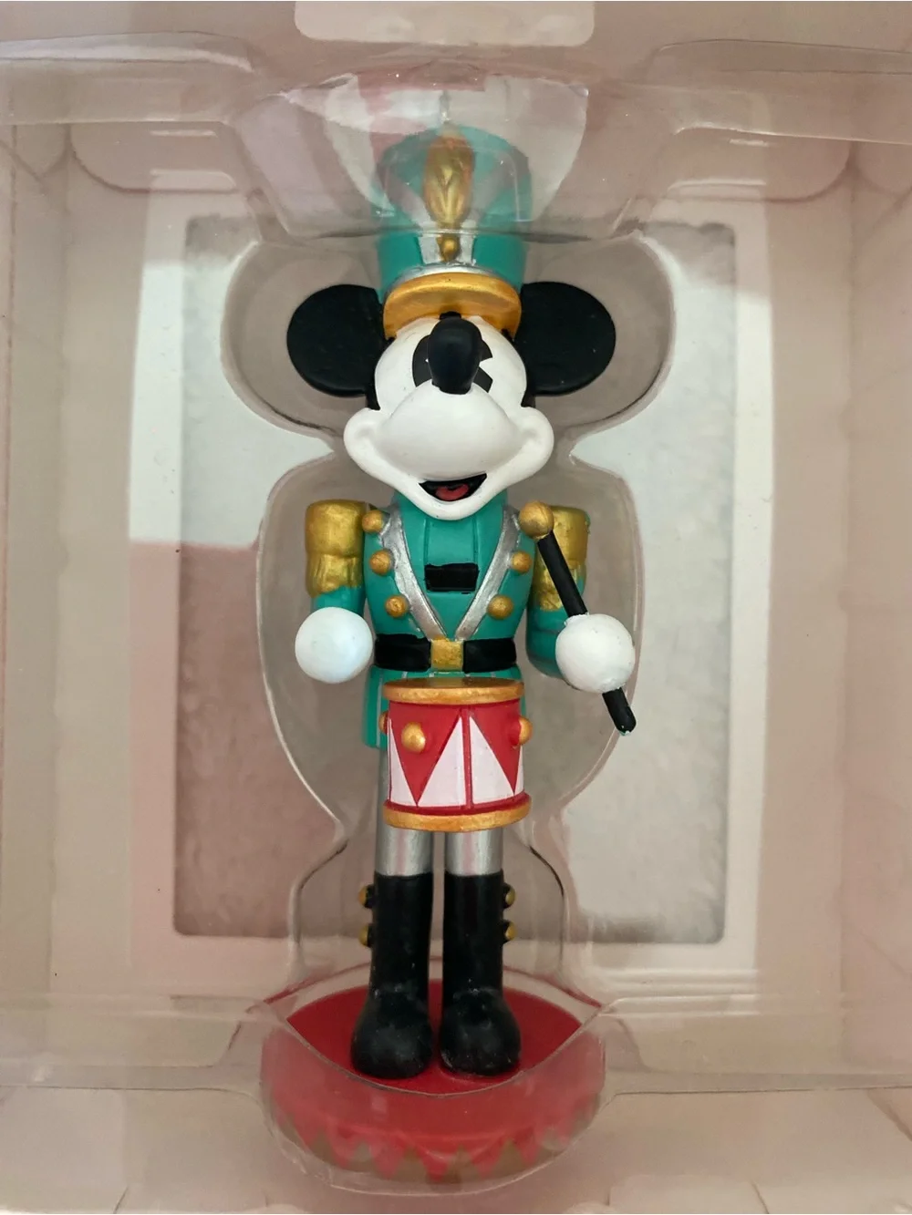 Hallmark Mickey Mouse Teal and Red Nutcracker Drummer Ornament